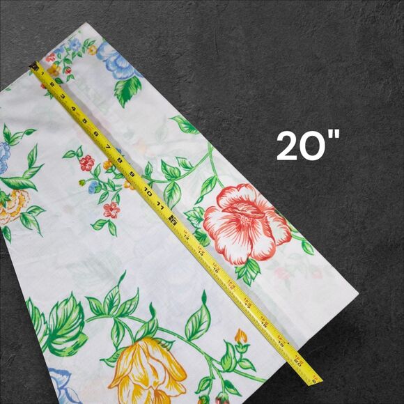 Vintage Bold Floral Pillowcase 1960s Mod Cottagecore Red Blue Yellow Roses - Picture 4 of 4